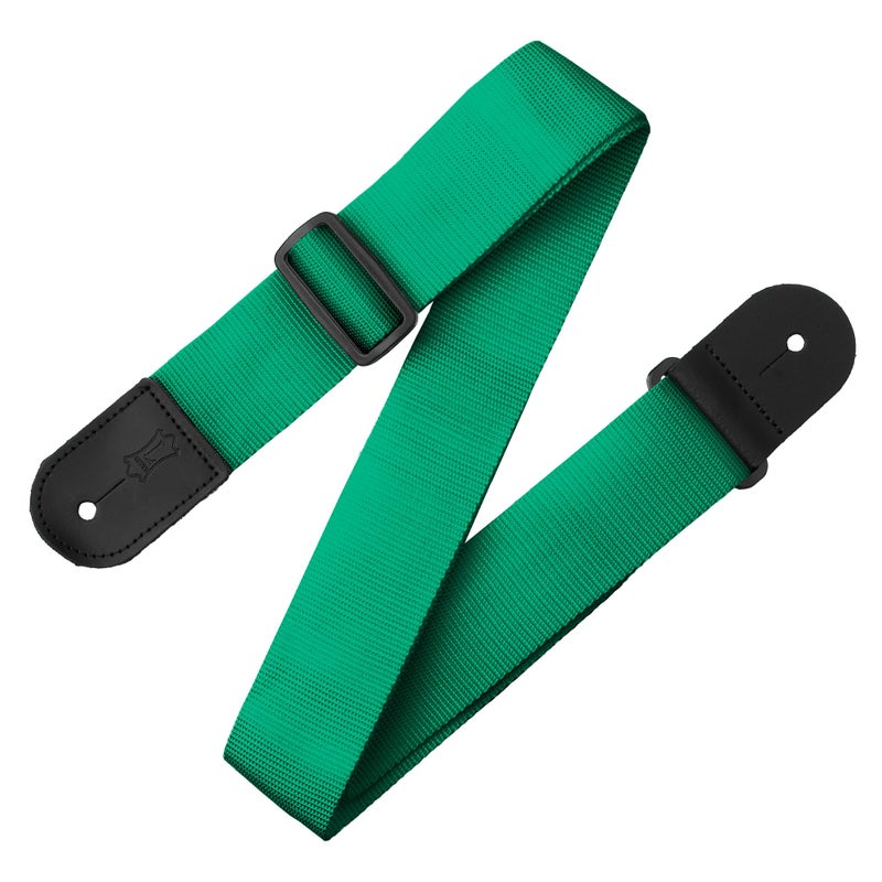 Levy's Leathers 2" Polypropylene Guitar Strap with Genuine Leather Ends and Tri-glide Adjustment; Green (M8POLY-GRN) - Image 1